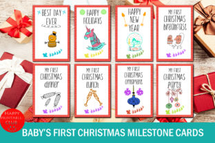 Baby’s First Christmas Milestone Cards Illustrations