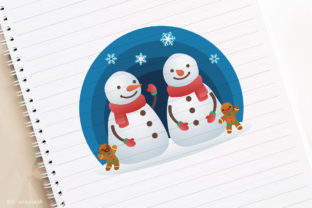 Christmas Club Snowman Couple and Gingerbread Illustrations