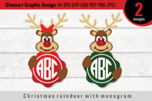 Christmas Reindeer with Monogram Illustrations