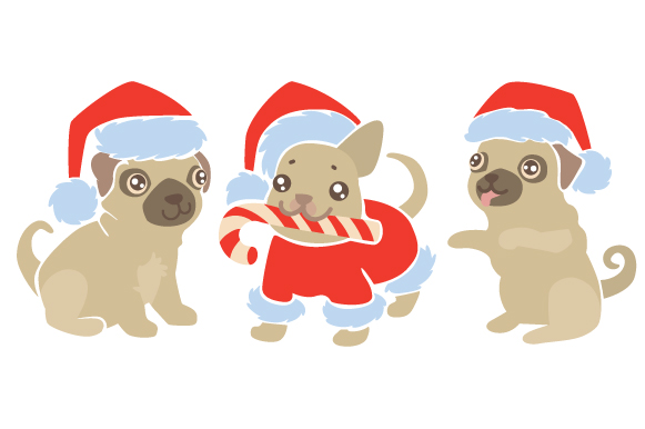 Dogs with Santa Hats Design Set: Christmas Cheer for Crafters