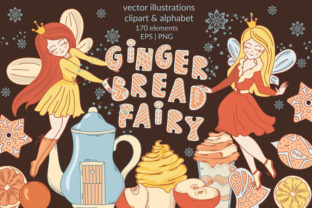 Gingerbread Fairy Christmas Cartoon Set Illustrations