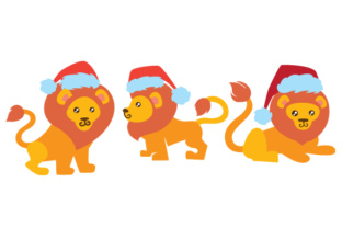 Lions with Santa Hats Design Set: Christmas Cheer Done Right