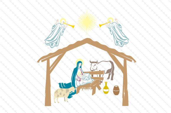 Nativity Scene with Stable Christmas Design