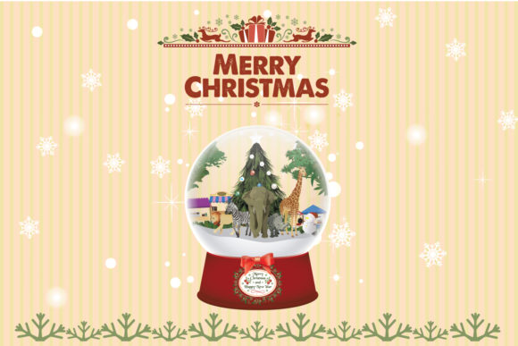 Snow Globe Christmas Animal Illustrations