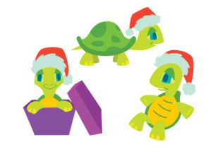 Turtles with Santa Hat Design Set: Christmas Fun